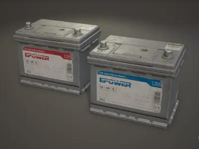Car Battery 62 6CT 12 Volt - PBR Game Ready LODs Low-poly 3D model