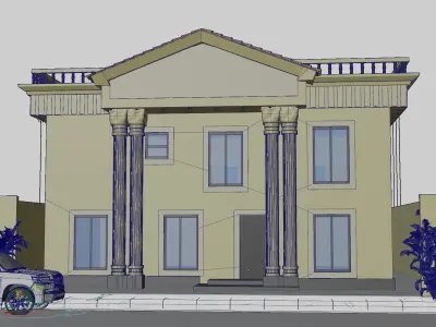 Exterior villa classic 3D model 2022  Low-poly 3D model