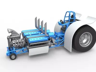 Pulling tractor with V8 and 2 V12 engines Scale 1 to 25 3D print model