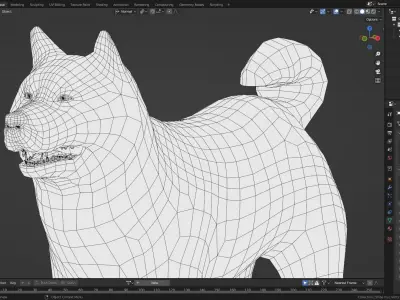 Low poly - Stylized dog - Shiba Inu Low-poly 3D model