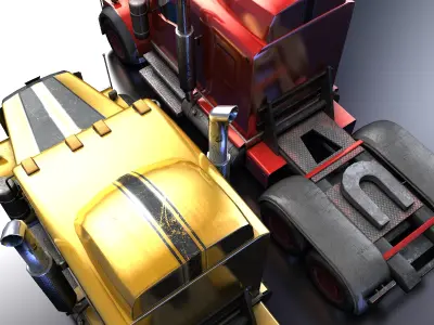 Semi-trailer Truck Low-poly 3D model