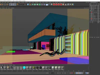 Redshift - C4D Scene files - Modern Minimalist House Exterior 3D model