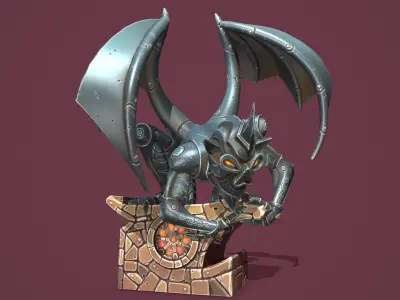Fantasy gargoyle statue Low-poly 3D model