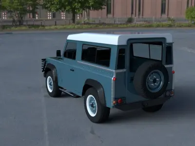 Land Rover Defender 90 Station Wagon w interior HDRI 3D model