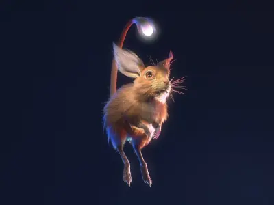 Jumper mouse flying Low-poly 3D model