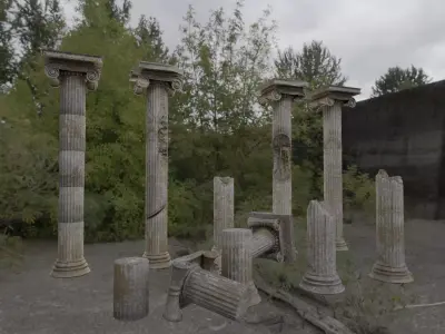 Greek Damaged Columns 3D model