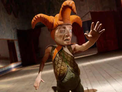 The Ugly Buffoon game character for Horror games Low-poly 3D model