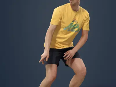 Casual Sport Man Mistery playing football anticipating Low-poly 3D model