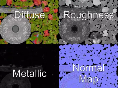 Intricate Planter with Vibrant Foliage model pack Low-poly 3D model