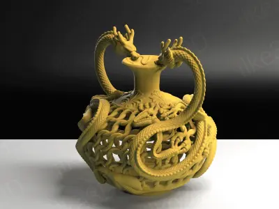 Dragon Vase  Decoration Flower Pot from China and Asia 3D STL 3D print model