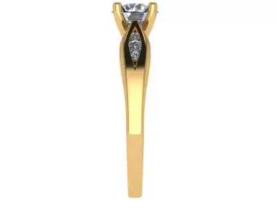 Round solitaire ring diamond on shank  3D print model