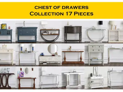 chest of drawers Collection 17 Pieces 3d model 3D model