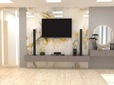 TV stand with Sketch up and  vray render 3D model