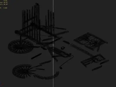 Game Elven Mountain - Broken - Chariot 01 3D model