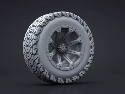 Truck Wheel and Tire 3D Print 3D print model