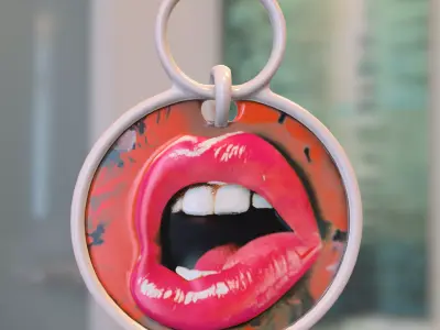 Stylized Lips and Fruit Keychain Pack Low-poly 3D model