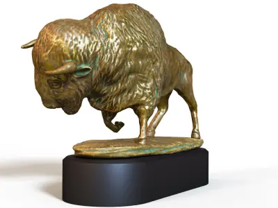 Bison bronze Low-poly 3D model