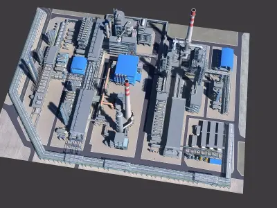 Refinery steel structure Low-poly 3D model