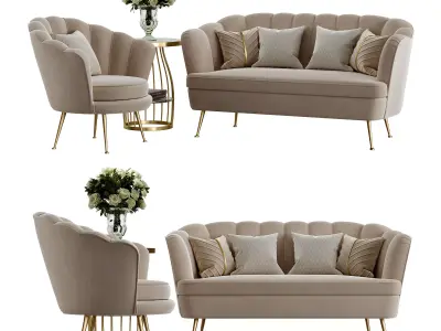 SHELL SOFA AND ARMCHAIR 3D model