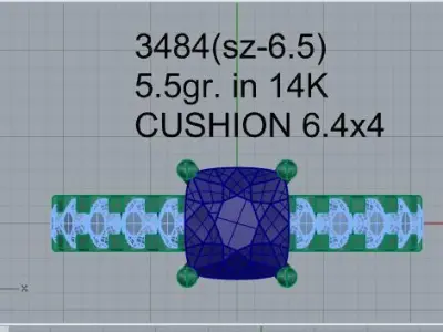 Cushion Cut Ring 3484 3D print model