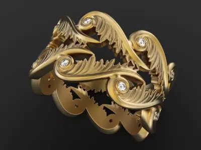 Baroque Ring Hearts Wings 3D print model