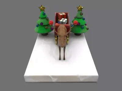 Christmas deer statue decor Low-poly 3D model