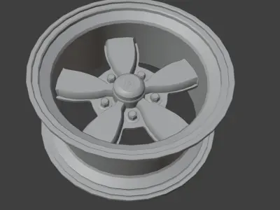 Old School Muscle Car Wheel Low-poly 3D model