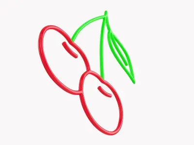 Neon sign cherry  3D model