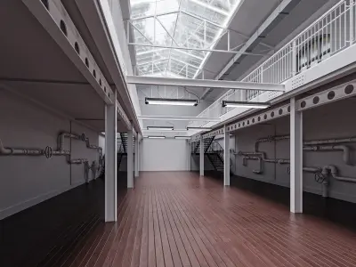 Hangar Building with STUDIO SET Low-poly 3D model