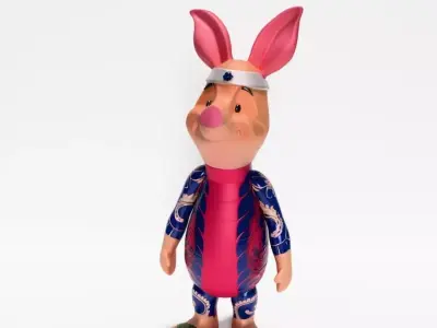 Piglet Japanese Tattoo Yakuza Pop Culture Traditional Art toy 3D print model