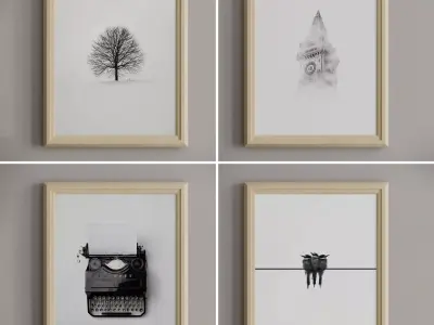 Frames with Minimalist Artworks 3D model