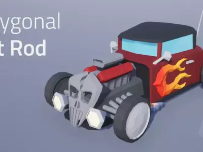 Hot Rod Polygonal Car Model - Game Ready Low-poly 3D model