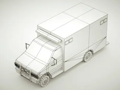 Ambulance v7 old style Low-poly 3D model