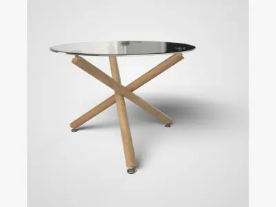 Rocca Round Dining Table in oak Low-poly 3D model