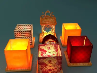 Chinese water lanterns 3D model