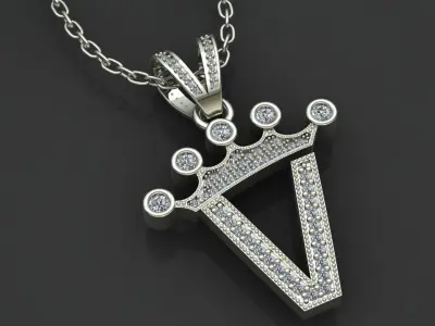 V letter pendant 3D print model