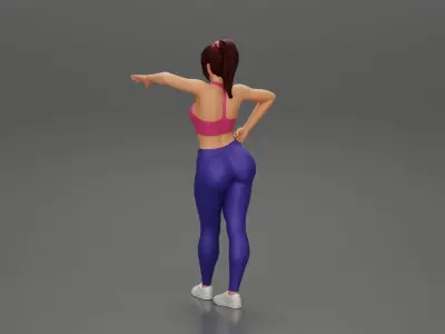 Sexy fitness girl leaning on a wall while standing outdoors 3D print model