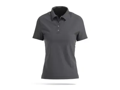 Black Womens Polo Shirt - sport female tshirt with collar 3D model