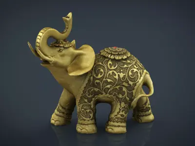 Gold Elephant  Low-poly 3D model