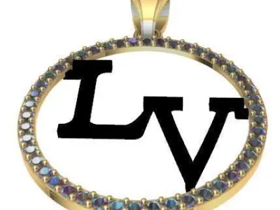 Pendant LV Circle 3D model Texture 3D print model