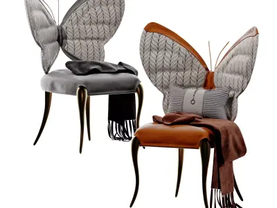 Modern light luxury butterfly dining chair Lounge chair-cr 3D model