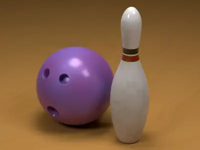 Bowling Ball and Pin Low-poly 3D model purchase