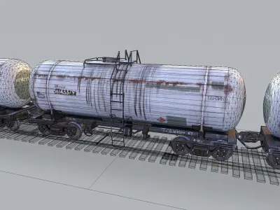 Train Collection 1 car on tracks Low-poly 3D model