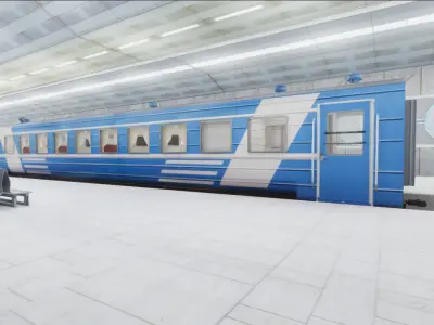 Train Passenger and Modern Train Station 02 Low-poly 3D model