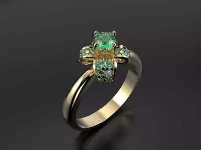 Bow Ring with diamonds 3D print model