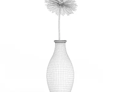 Small Purple Flower in Blue Vase 3D model