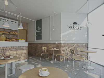Cafe 3D model Low-poly 3D model