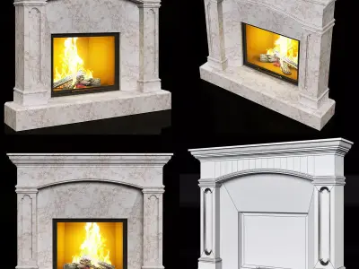 contemporary marble fireplace 3D model