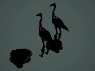 Statue heron Low-poly 3D model