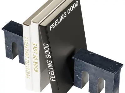 Pillar Marble Bookends and Books Decoration 3D model